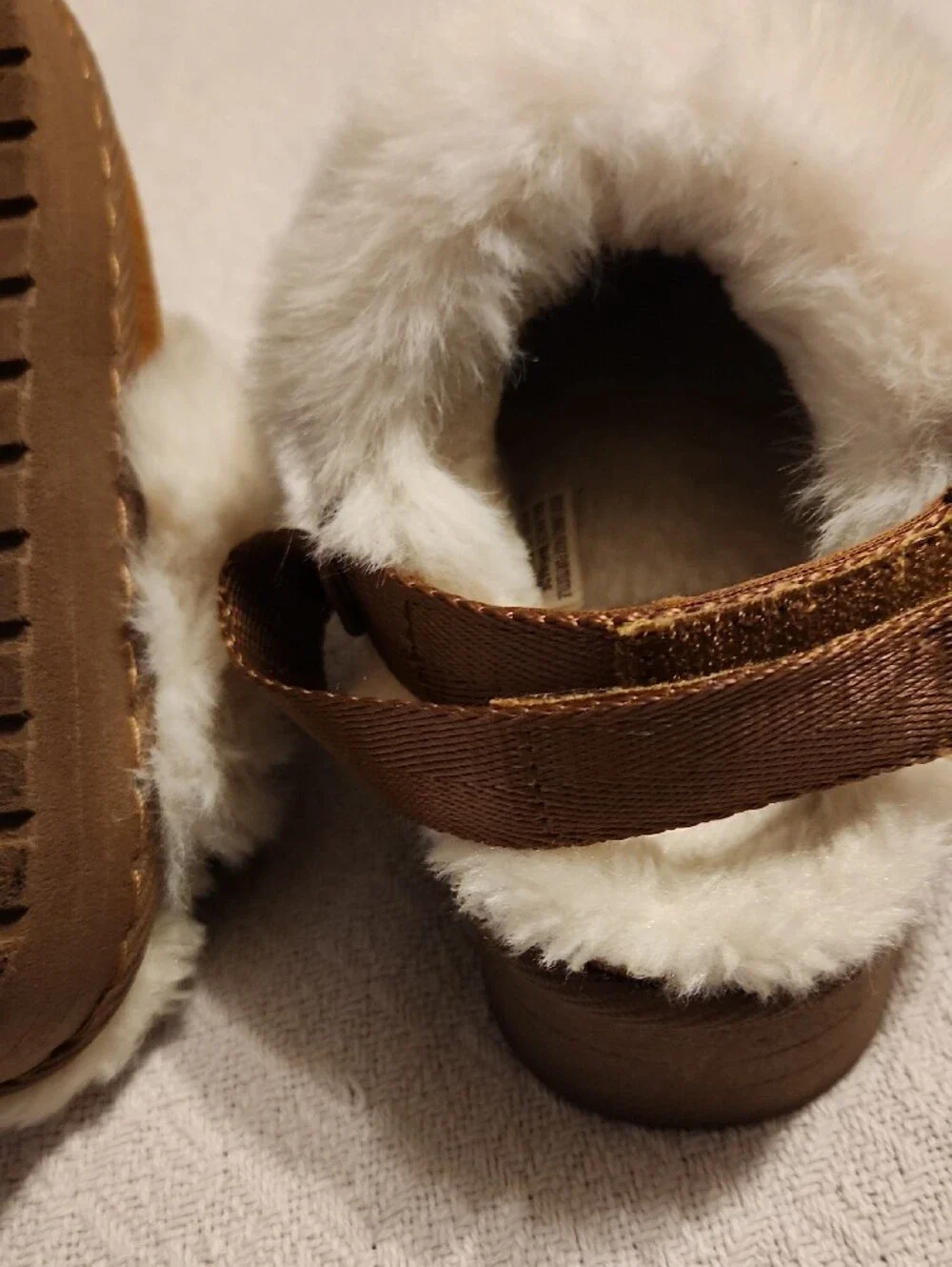 White Mountain Brown Faux-Suede Clog with Cream Faux-Fur Collar